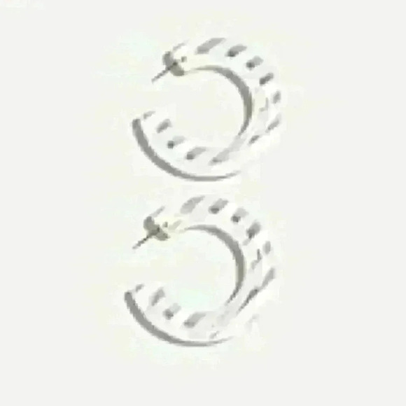 J Crew new Large Beveled Hoops in White To… - Picture 1 of 8